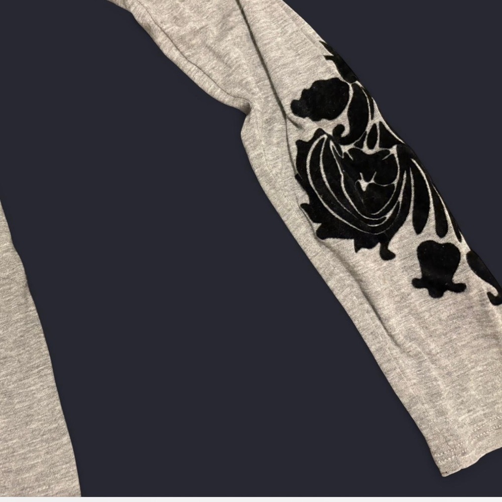 Vintage Caché Velvet Baroque Top S Gray Long Sleeve Gothic Y2K Romantic - Picture 5 of 6